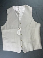 Bahia Sol 100% Linen Lined 5-Button Vest w/ Back Cinch Adjuster. Men's L, NWT!!