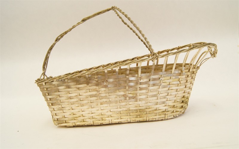 Vintage Silver-plated Woven Metal Wine Bottle Holder Basket