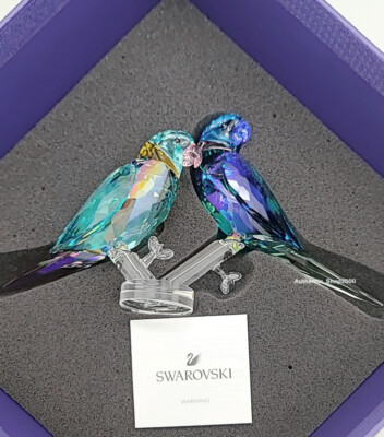 New 100% SWAROVSKI Jungle Beats Parakeet Couple Fife & Fifer  display picture 1