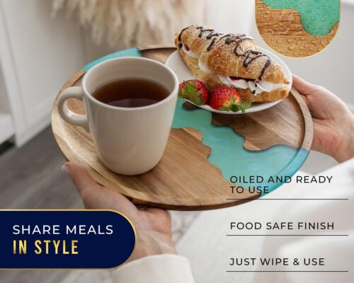 Versatile Round Blue Resin Serving Tray - Ideal for Appetizers, Decor & Gifts - Picture 4 of 9