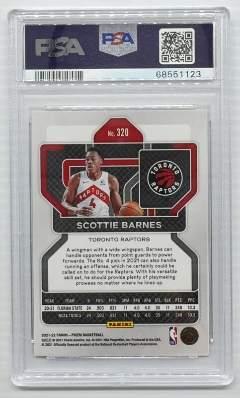 2021-22 Panini Prizm Scottie Barnes Rookie Card RC #320 PSA 10 Gem Mint ...