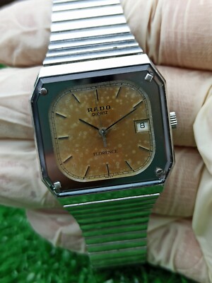 RADO FLORENCE BROWN SQUARE WATCH VINTAGE SILVER PLATED SWISS