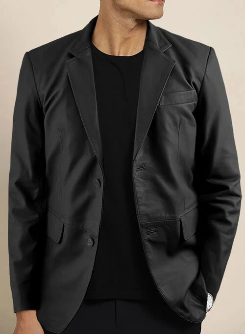 Leather Blazer For Men's Genuine Black Lambskin Custom Made