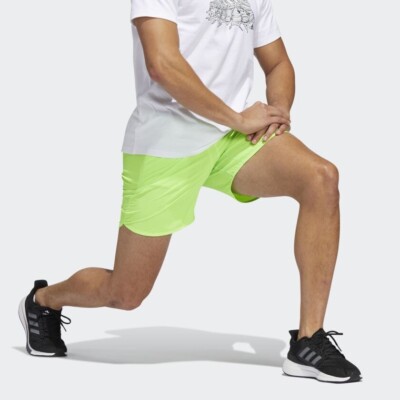 NEW Mens $40 ADIDAS Neon Training Shorts HH8763 Solar Green
