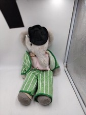 RARE VINTAGE Babar Plush Stuffed Animal 20" Striped Suit Elephant By Eden