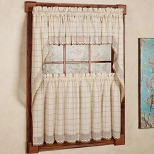 Adirondack Cotton Kitchen Window Curtains Toast Choice of Tiers, Valance or Swag
