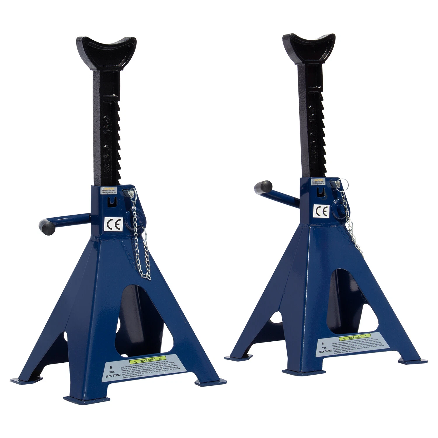 6 Ton (12,000 LBs) Capacity Double Locking Steel Jack Stands, 2 Pack, Blue