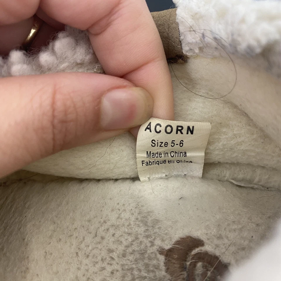 Zapatilla de gamuza con palomitas de maíz blancas para niños talla 5-6 ratones forro polar Foto 2 de 4