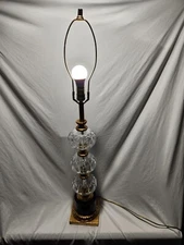 Crystal Bubble Style 3 Tier Table Lamp Safran & Glucksman Co Hollywood Regency 