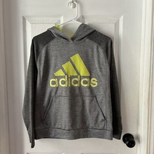 ADIDAS boys hoodie large 10/12 Gray Neon