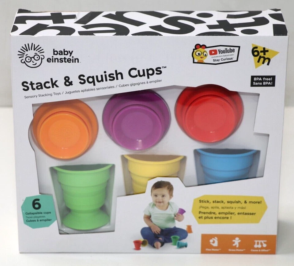 Baby Einstein Stack & Squish Cups, 6 Becher mit Saugnapf, zusammensteckbar