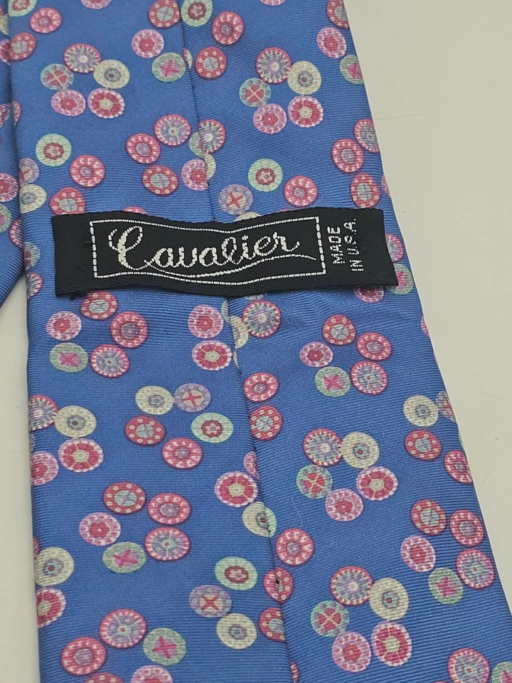 Corbata Cavalier EE. UU. Azul Floral Seda Vintage Boho Boda Foto 3 de 4