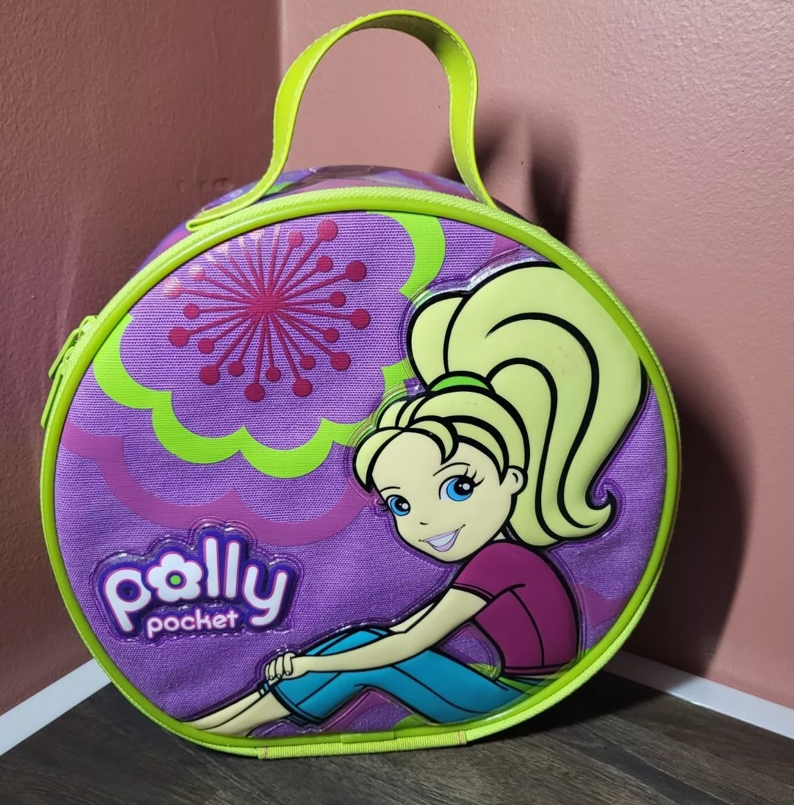 Vintage Polly Pocket Carrying Case Zipper Case Green Purple Fashion Polly