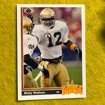 49ers Rookie Ricky RICKY WATTERS , 49ERS 1991 UPPER DECK STAR ROOKIE CARD #9 RC GREAT ITEM ...