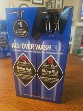 JACK BLACK All-Over Wash For Face, Hair & Body 32oz Total (2 x 16 Oz Bottles)
