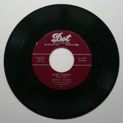 Snooky Lanson 45 RPM 7'' Record. I'm Tired Everything But You / After School. VG+