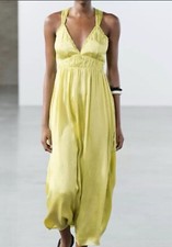 ZARA NWT $129 SS24 CROSS STRAP MIDI DRESS ZW COLLECTION LIME GREEN | 5107/042
