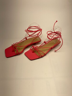 Veronica Beard Womens Foley Ankle Tie  Coral Strap Sandal Sz 8