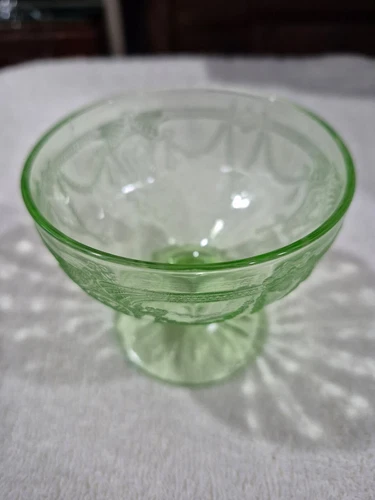 Cameo Green Ballerina, 3 1/4" Sherbert Dish, Anchor Hocking Depression Glass D8