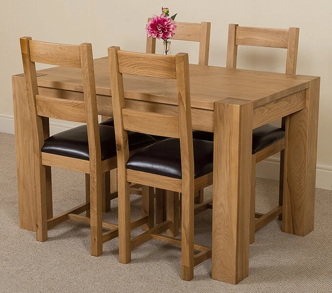 Chunky solid oak dining table and 6 sale chairs