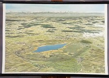 Kunstdruck Wandkarte Landhausstil Rollbild Federsee Baden-W&uuml;rttemberg