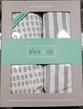 Waterproof Bassinet Sheet Taupe Splash  Stripes Unisex Comfortable Soft 2 Pack