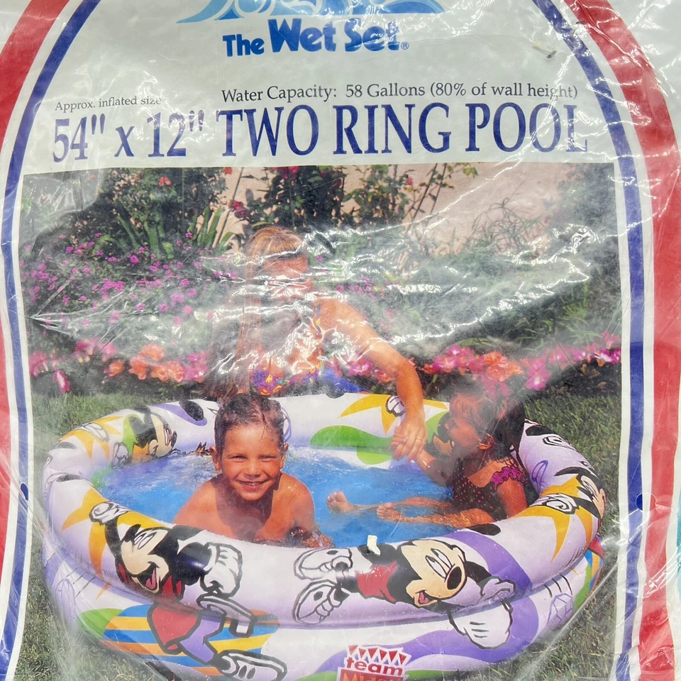 Intex Disney Wet Set Swimming Pool Mickey Two Ring Inflatable 54x12 New 1993 - Image 2 of 3