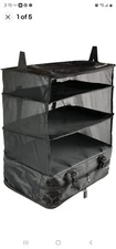Grand Fusion Stow-N-Go Large Hanging Travel Shelves 3-Tiered Organizer Black