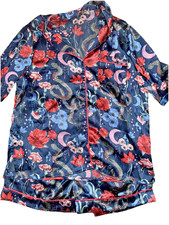 Their Nibs Teal Satin Floral PJs Shorts Shirt Size Large
