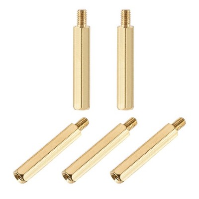 5Pcs Hex Brass Spacer Standoff M4 x 35 mm + 6 mm Male to Female
