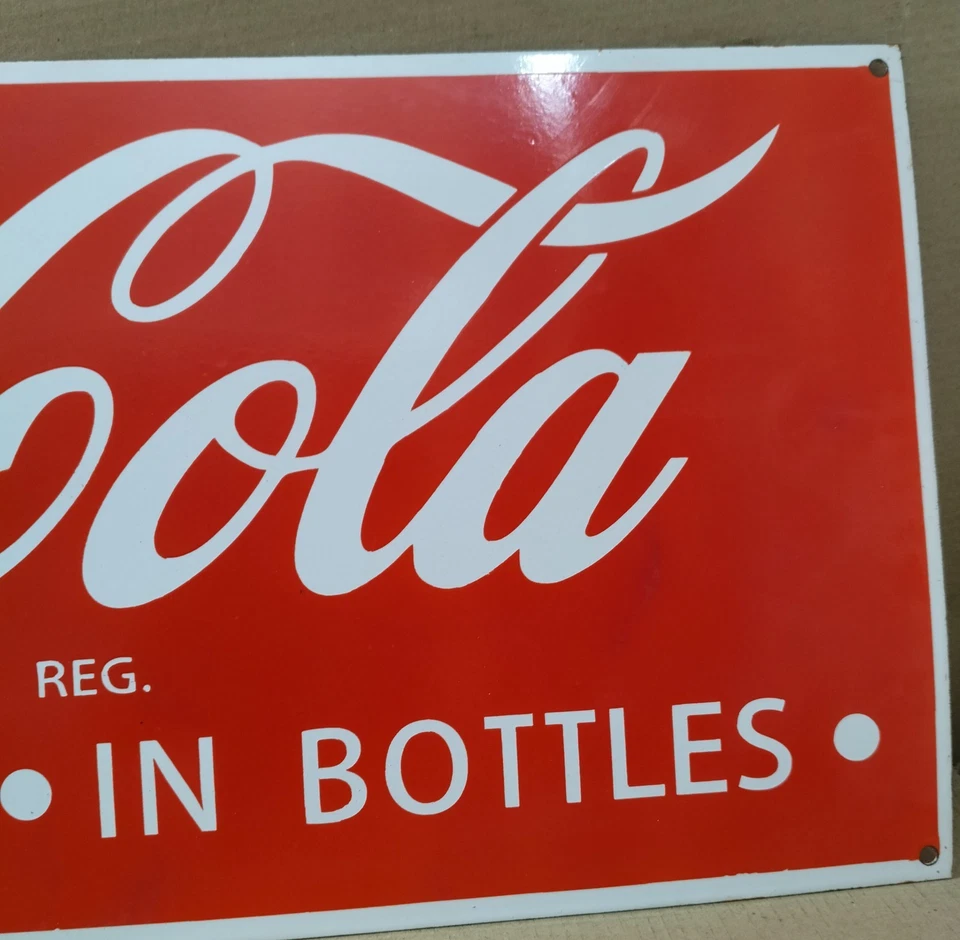 Drink Coca Cola Porcelain Enamel Sign  36 x 15 Inches 1 Sided - Image 3 of 4