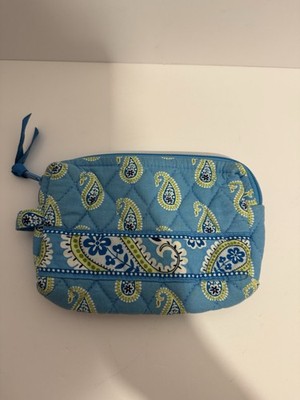 Vera Bradley Bermuda Blue Paisley Zip Small Toiletry Cosmetic Bag With Liner EUC