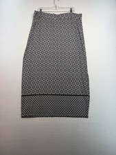 Liz Claiborne Maxi Knit Skirt Women XXL Office Geometric Casual Slit Black/white