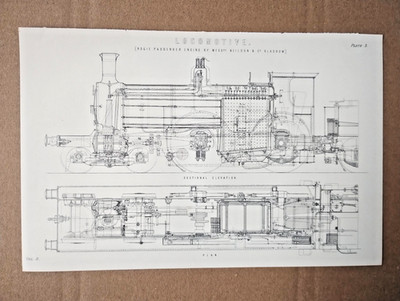 Drehgestell Passagiermotor von Heilson und Co aus Glasgow - antiker Druck - 1875