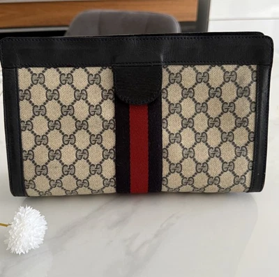 Vintage Gucci Clutch CC Canvas Web Stripe made in Italy - Bild 1 von 4