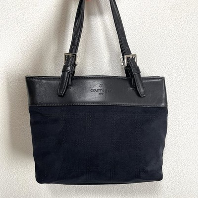 Courreges Paris Handbag Tote Bag Black Mini Micro Small Suede Leather Designer