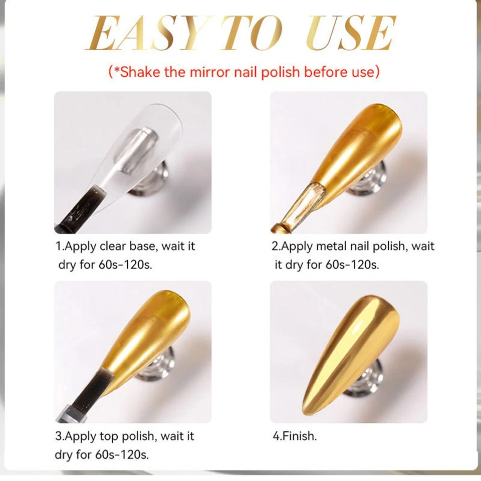 12 Farben Lackierter Metall Nagel Super Shine Chrom Spiegel Effekt Nagellack ? - Bild 2 von 4