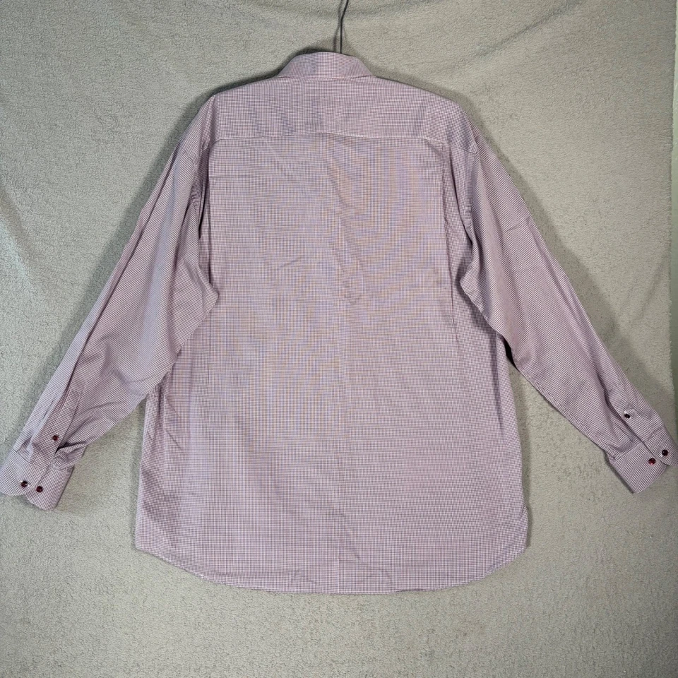 Camisa de Vestir St Croix Abotonada Para Hombre XXL Manga Larga Borgoña Cuadros Hecha en Italia Foto 2 de 4