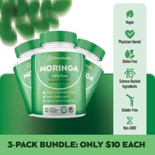 3 Pack of Rosabella Moringa Capsules 800mg for Immune Support, Gut Health