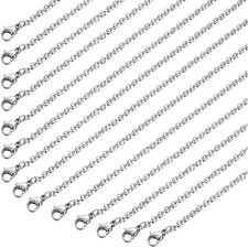 24 Pack Necklace Chains Stainless Steel Cable Chain Necklace Bulk for
