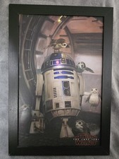 Disney Star Wars R2D2 With Porgs Wood Framed Print