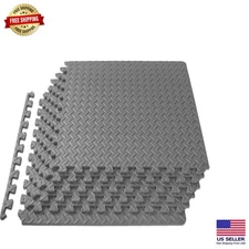 Durable EVA Interlocking Exercise Mat - 24 Sq Ft, Grey Foam Floor Tiles