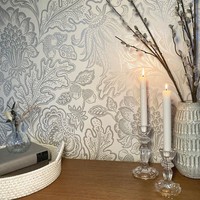 Fernhurst Floral Trail Tapete 1110 Silber BläTter Wald Blumen Belgravia