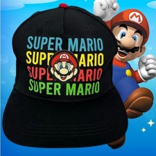 Nintendo Super Mario Bros. Black Multi Color Adjustable Snapback Youth Hat Cap