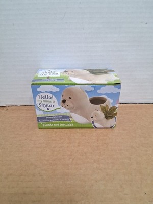 Skylar The Seal Animal Ceramic Planter 5'' White/Grey Home Decor 2013 Read