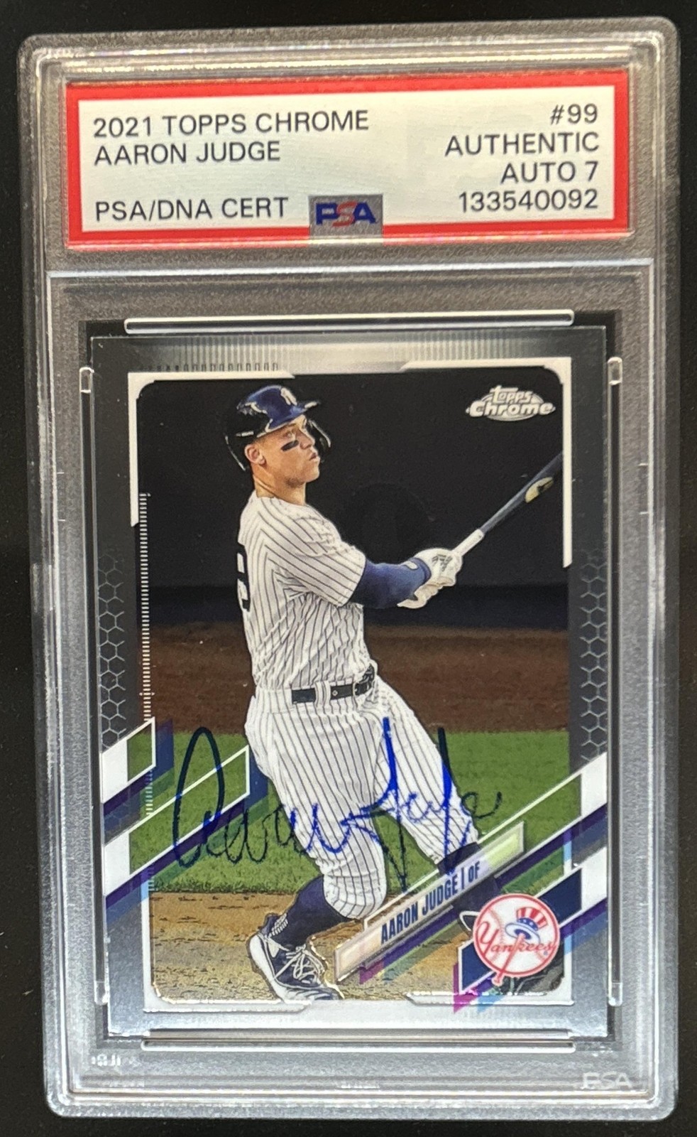 2021 Topps Chrome Aaron Judge #99 Yankees PSA Authentic Auto Autograph 7