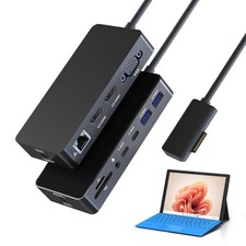 12-in-1 Surface Dock Triple Display Support with 2 HDMI  VGA Surface Docking...