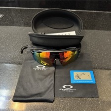 Oakley Radar Ev Sunglasses Mirrored Red Lens Black Plastic Frame with Case