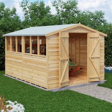 10x8 WOODEN GARDEN SHED APEX ROOF WINDOW DOUBLE DOOR OUTSIDE STORAGE 10ft 8ft