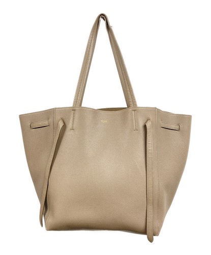 Celine Beige Leather Tote Bag Women's Used Authentic